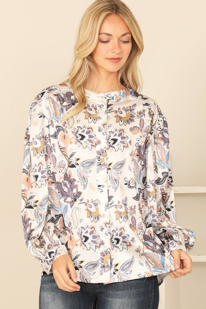 MULTI LONG SLEEVE PRINTED TOP