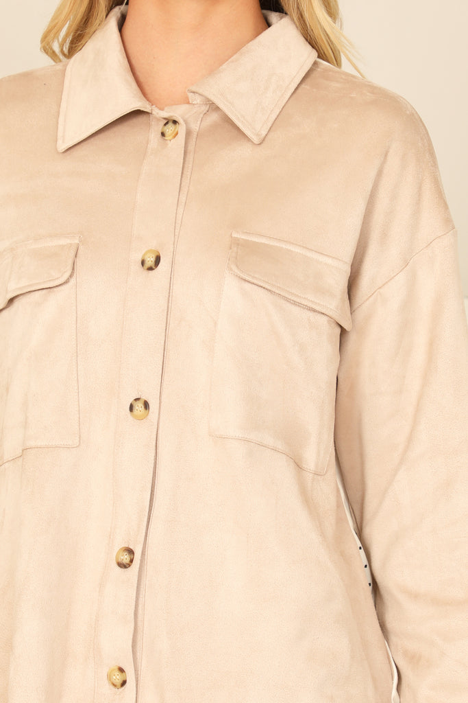 BUTTON DETAIL LONG SLEEVE PRINTED BACK TOP