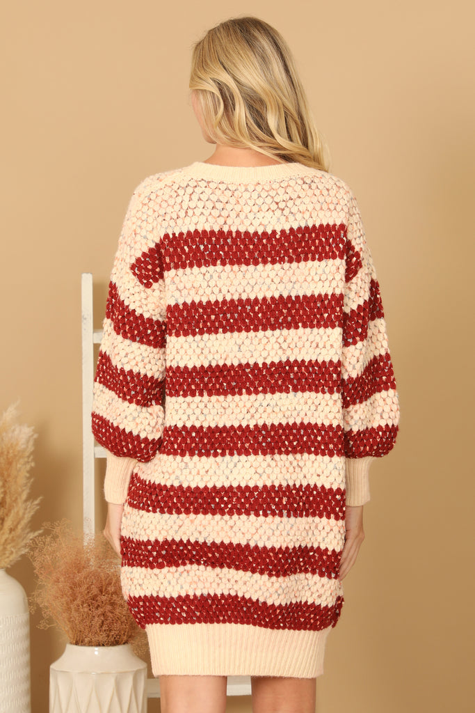 TEXTURED STRIPED SWEATER RAINBOW SPECKLES DRESS