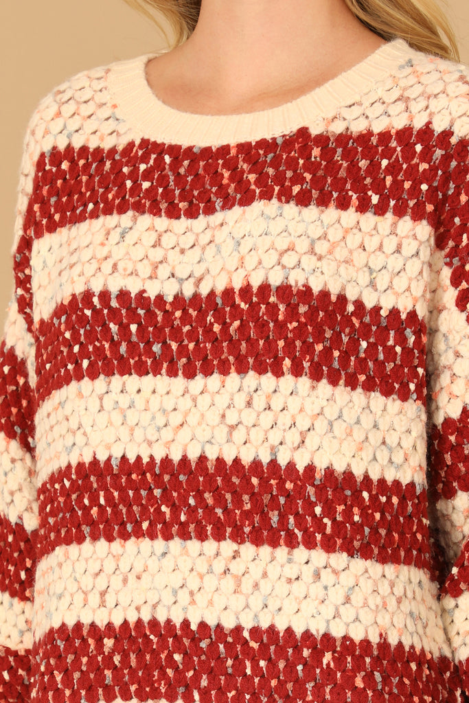 TEXTURED STRIPED SWEATER RAINBOW SPECKLES DRESS