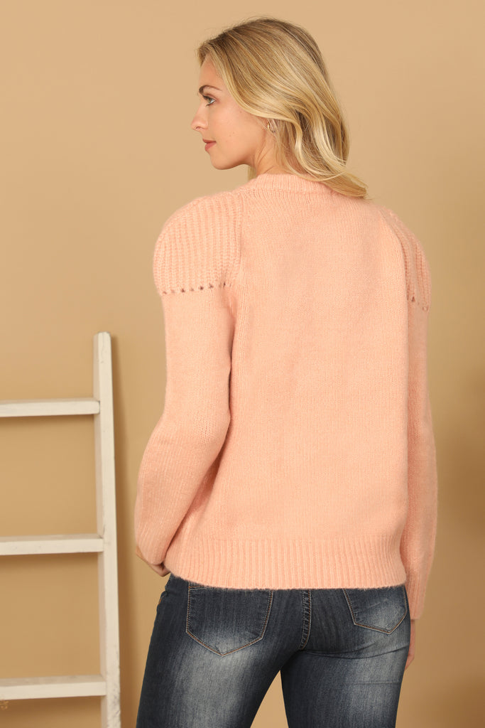 KNIT DETAIL PUFF SWEATER