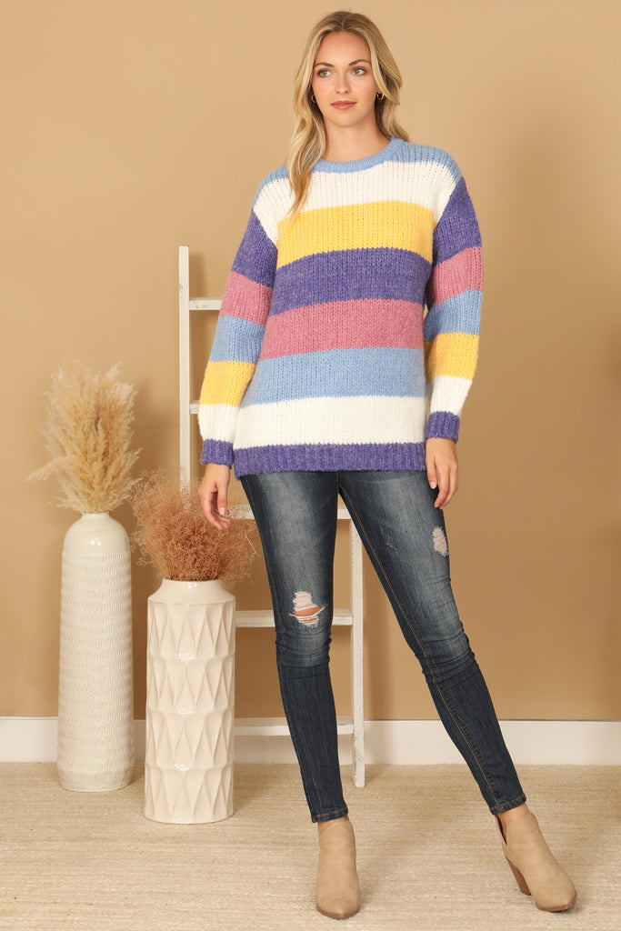 COLOR BLOCK KNITTED SWEATER