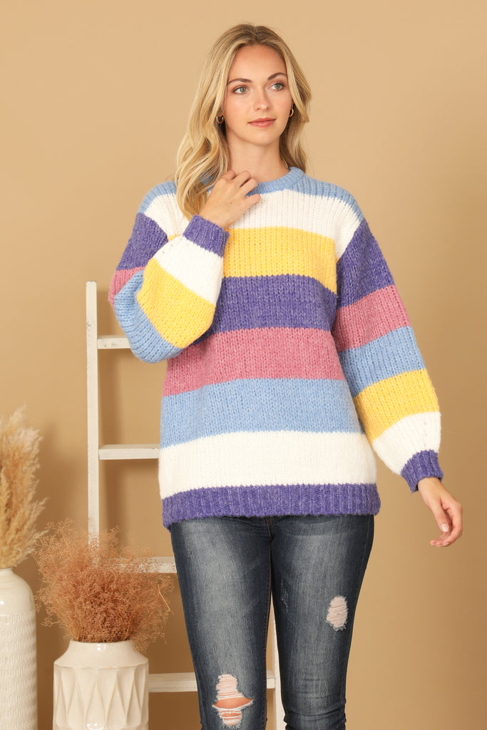 COLOR BLOCK KNITTED SWEATER
