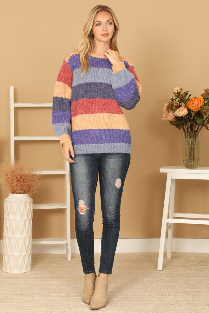 COLOR BLOCK KNITTED SWEATER