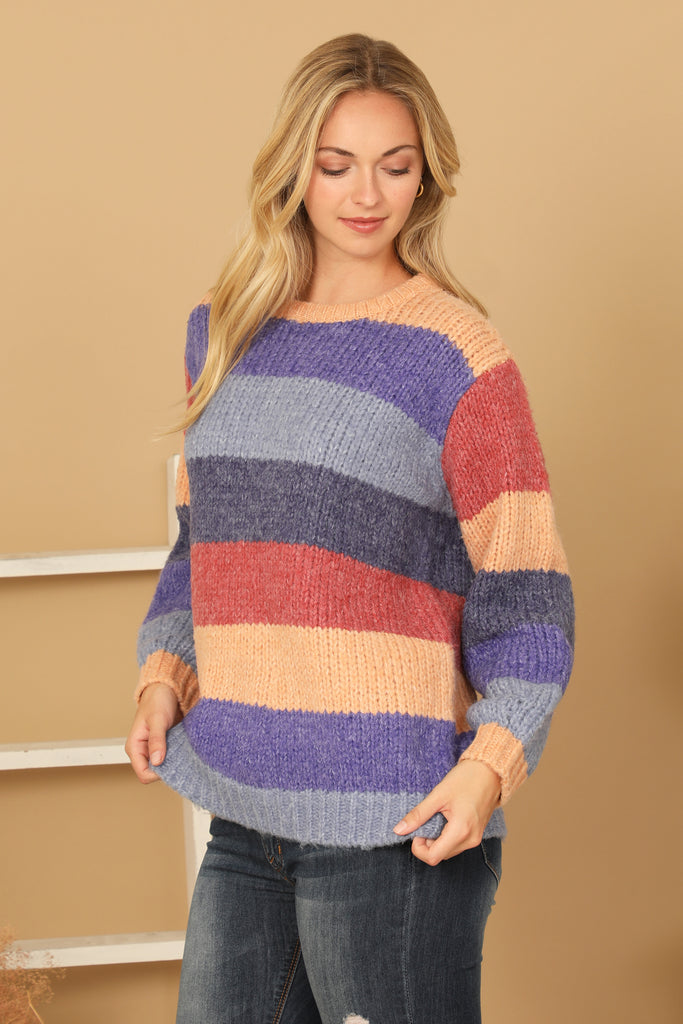 COLOR BLOCK KNITTED SWEATER