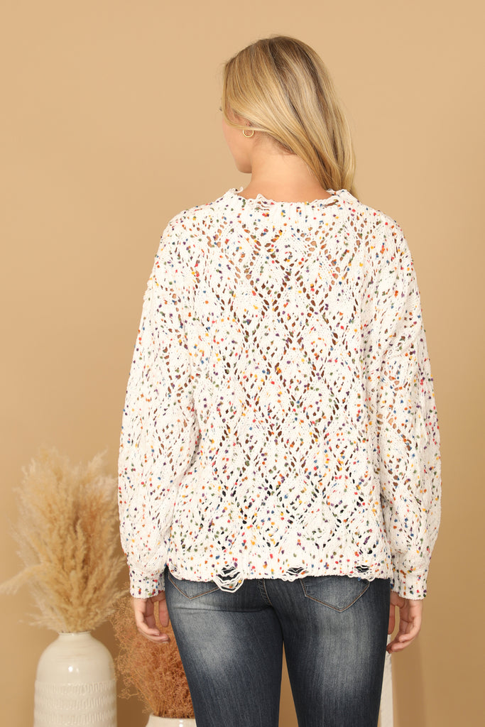 MULTI COLOR CROCHET SWEATER