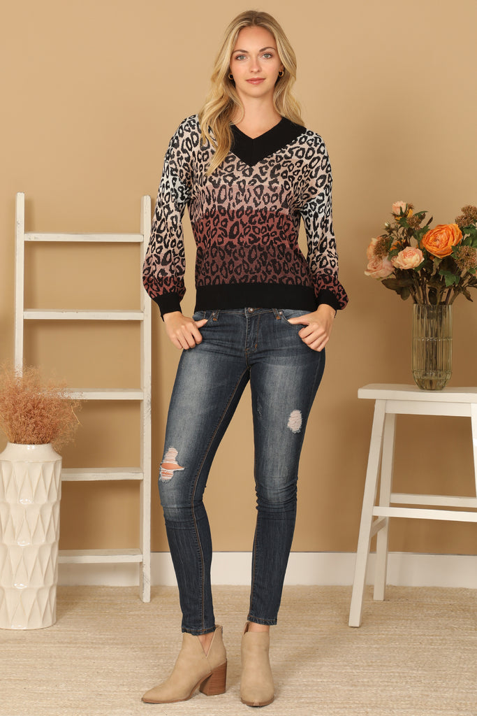 LEOPARD PRINT COLOR GRADIENT TOP