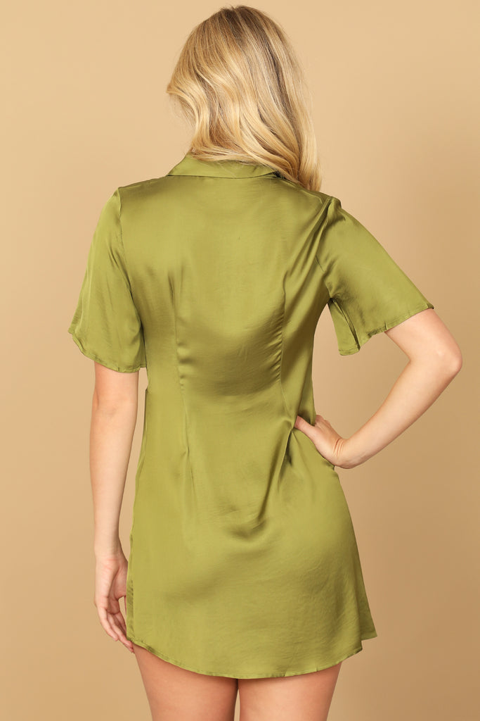 SHORT SLEEVE BUTTON DOWN MINI DRESS