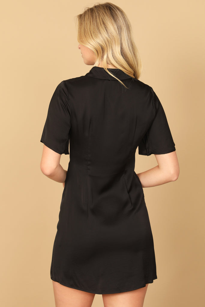 SHORT SLEEVE BUTTON DOWN MINI DRESS