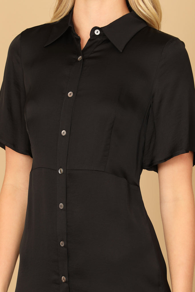 SHORT SLEEVE BUTTON DOWN MINI DRESS