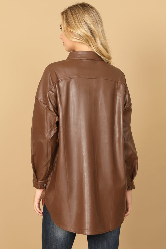 LONG SLEEVE LEATHER TOP