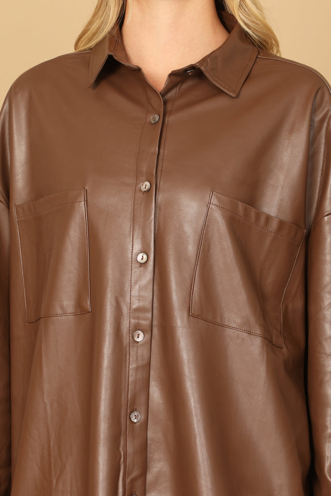 LONG SLEEVE LEATHER TOP