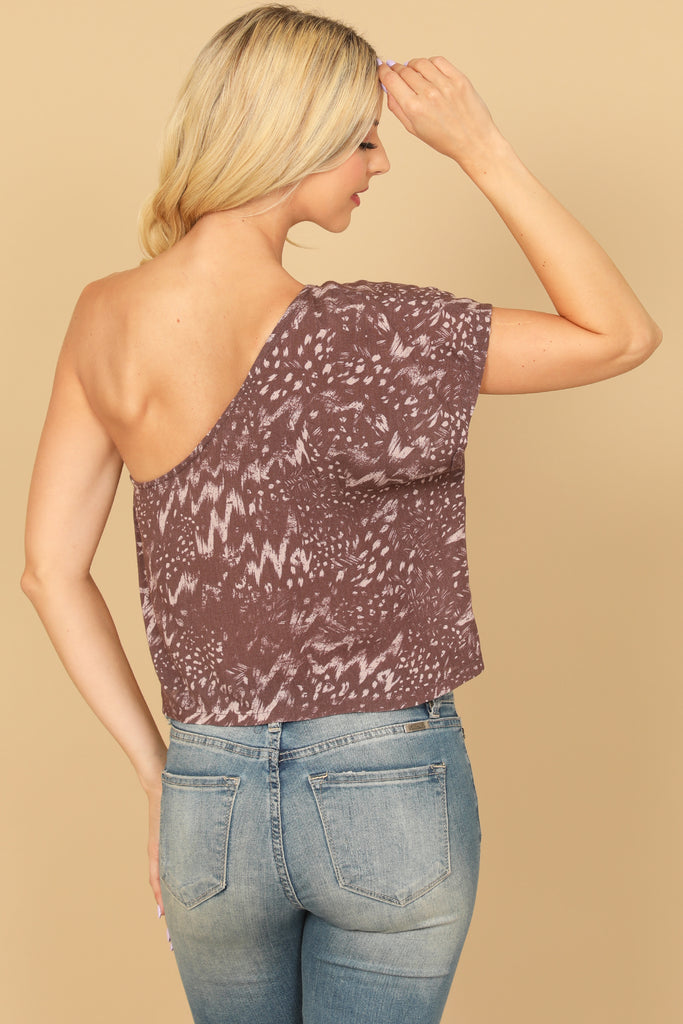 ONE SHOULDER PRINTED CROP TOP