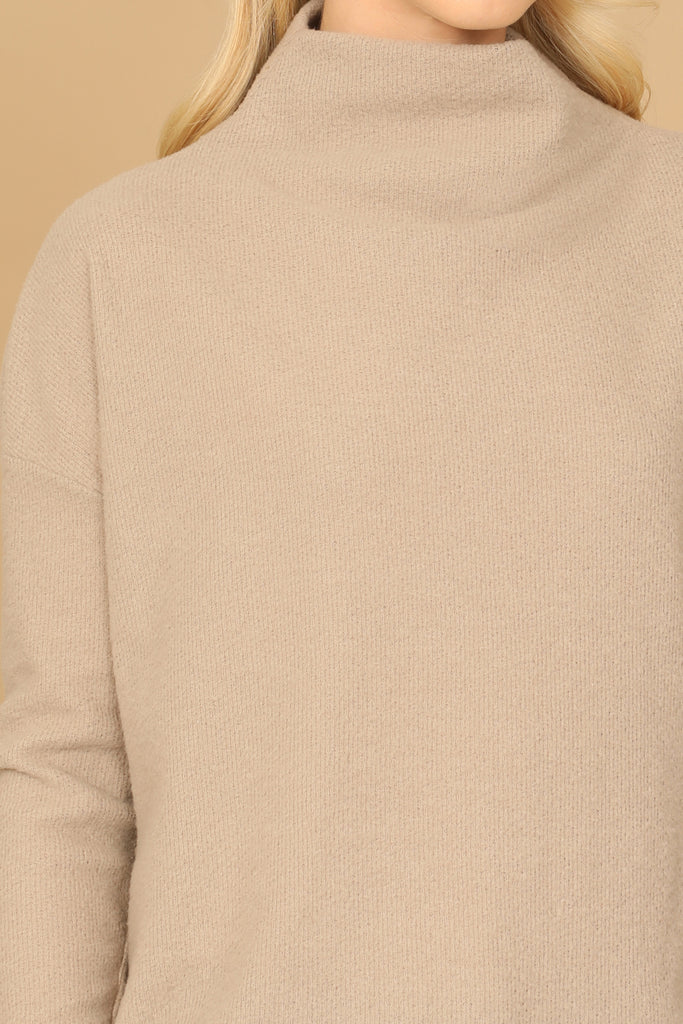 LONG SLEEVE COWL NECK SOLID TOP