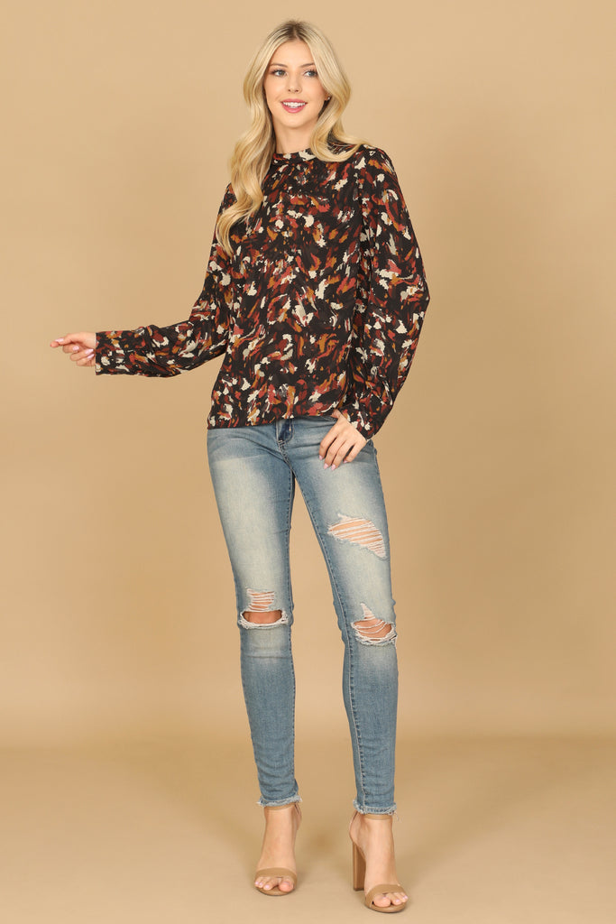 LONG SLEEVE PAINTERLY TOP