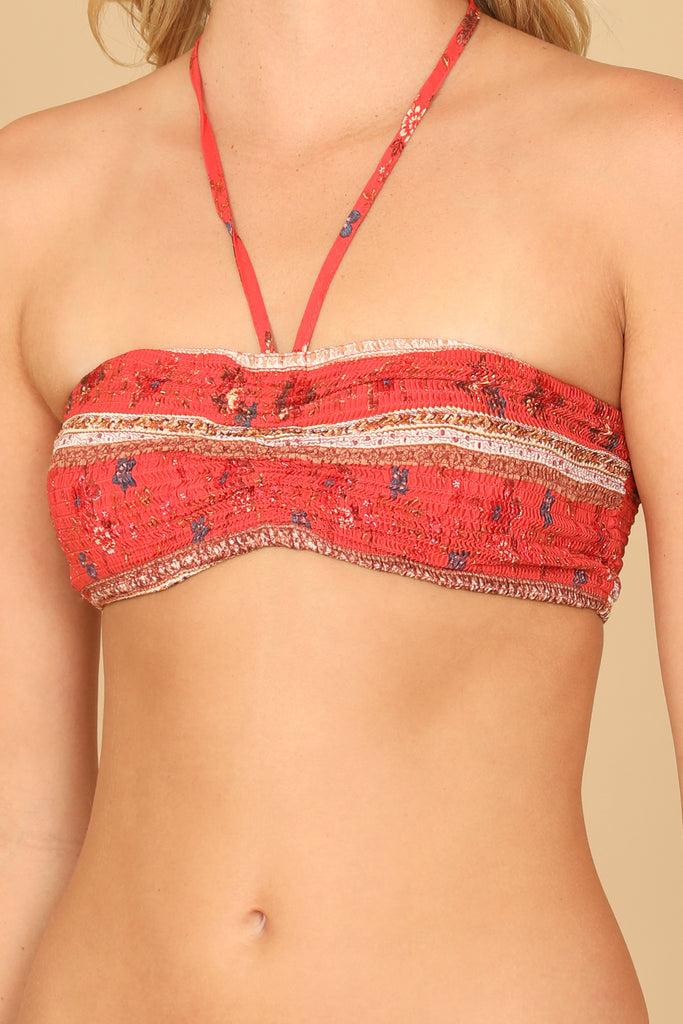 HALTER TIE BACK RUCHED BRALETTE TOP - Riah Fashion