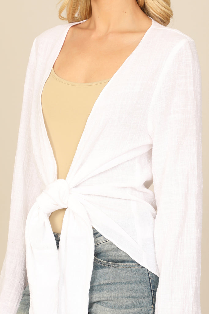 BELL SLEEVE TIE KNOT SOLID TOP