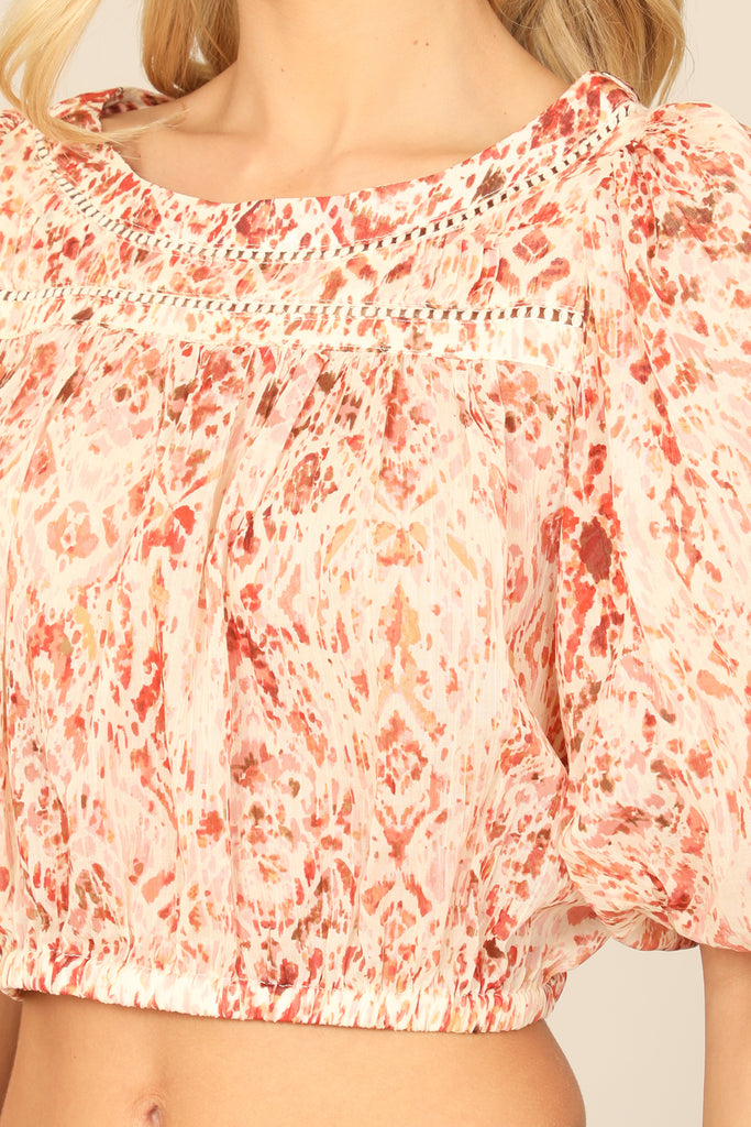 PUFF SLEEVE PRINTED TOP