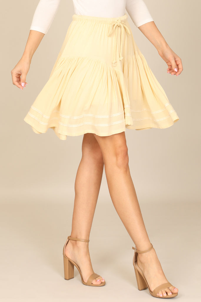 WAIST TIE TIERED SKIRT