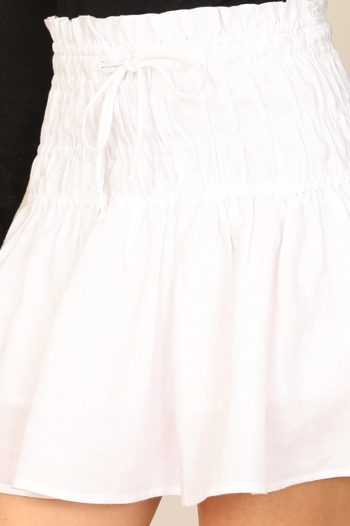 SMOCKED WAIST SOLID SKIRT