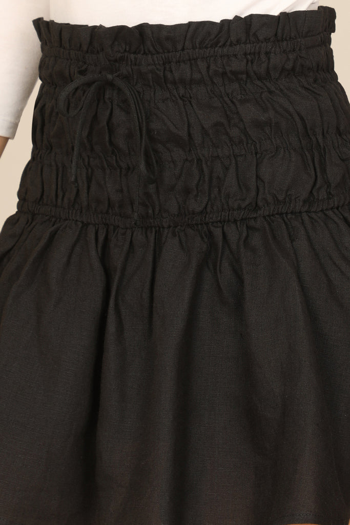 SMOCKED WAIST SOLID SKIRT