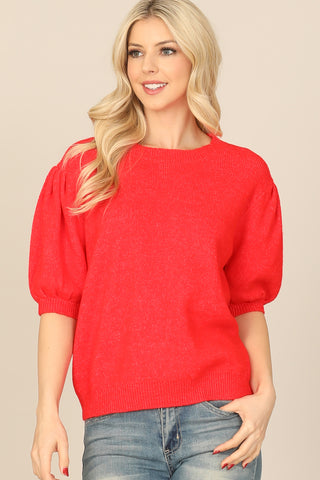PLUS SIZE BUTTERFLY SLEEVE TEXTURED SOLID TOP