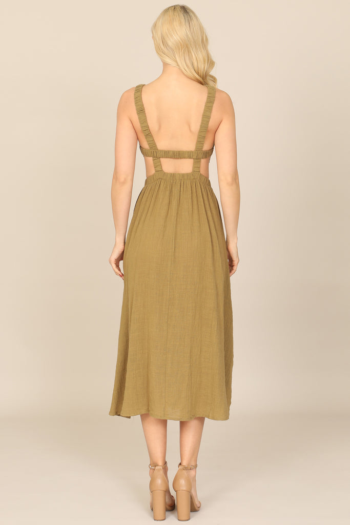 STRAPPY BACKLESS SIDE CUT-OUT DRESS