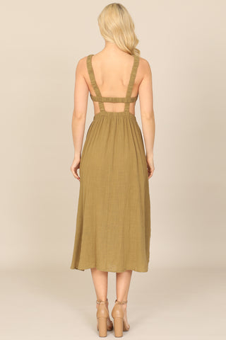 Solid Round Neckline Long Sleeve Dress