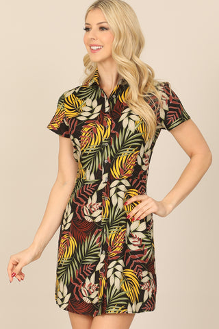 Solid Round Neckline Long Sleeve Dress
