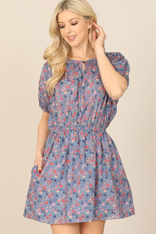 Solid Round Neckline Long Sleeve Dress