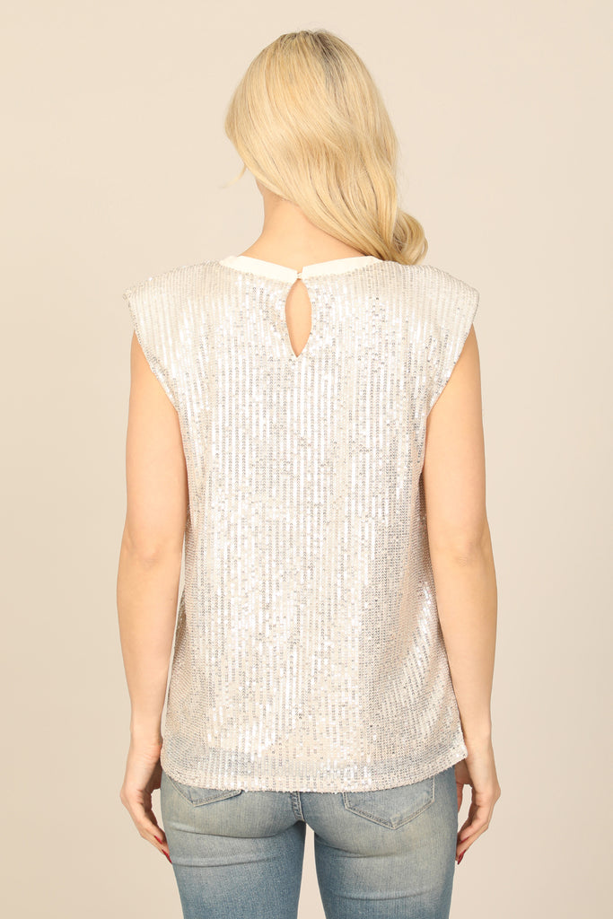 SLEEVELESS SEQUINS TOP