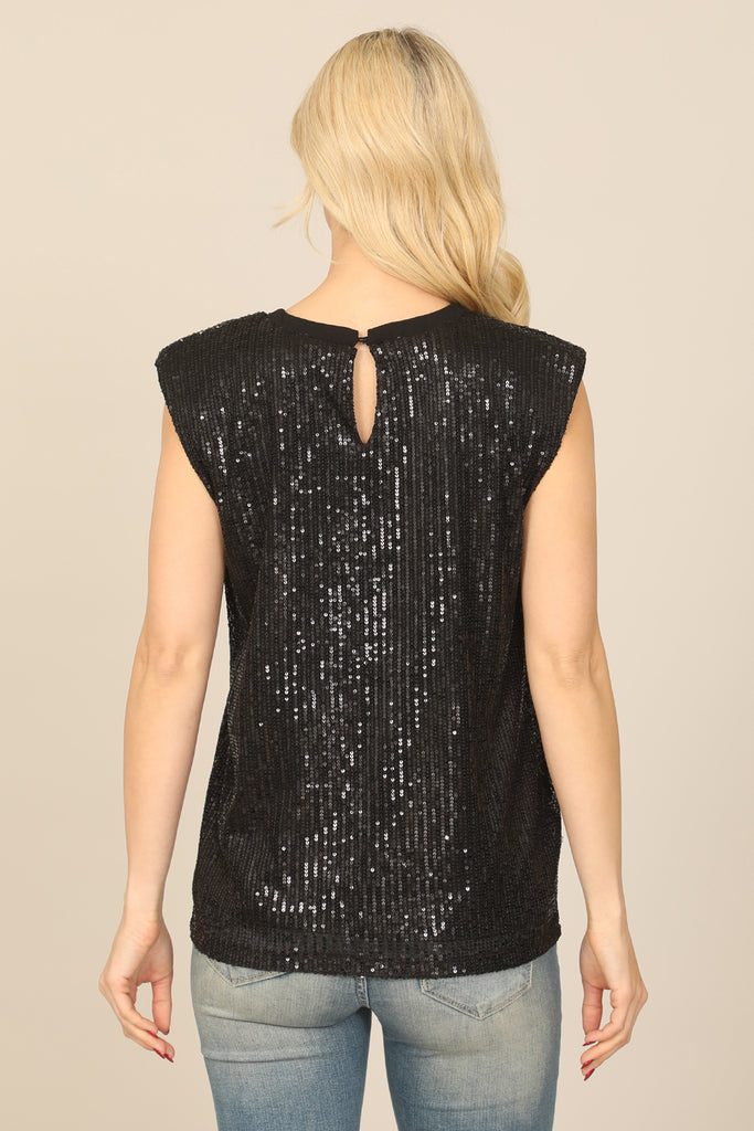 SLEEVELESS SEQUINS TOP