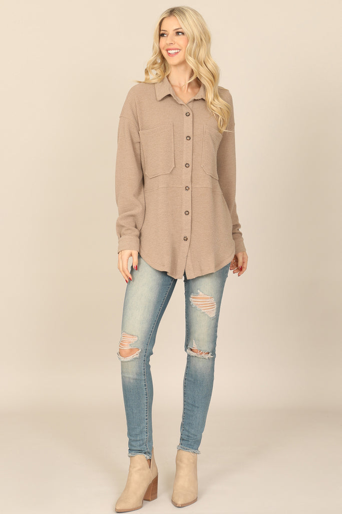 COLLARED BUTTON DOWN FRONT POCKET JACKET