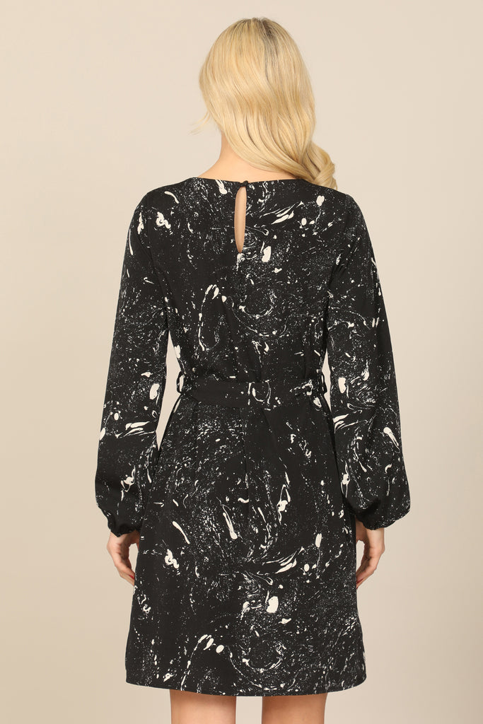 LONG SLEEVE WAIST TIE DRESS