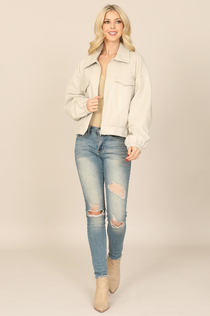 COLLARED ZIP-UP JACKET