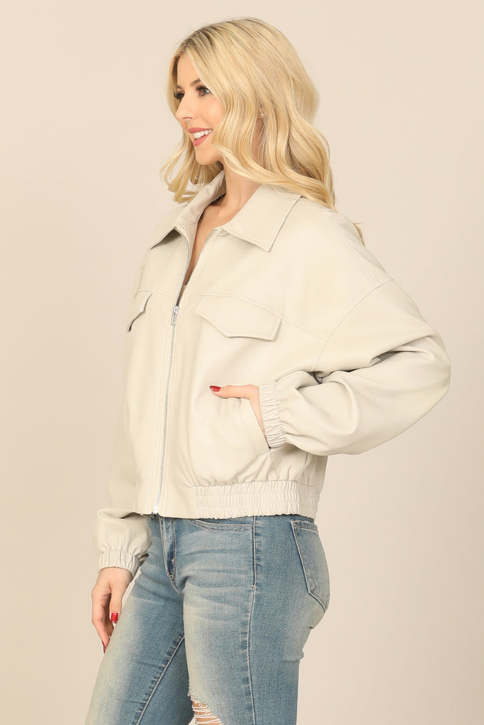 COLLARED ZIP-UP JACKET