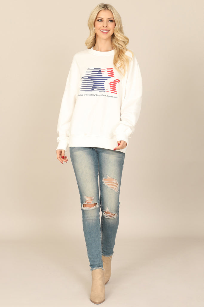 STAR STRIPE PRINT SWEATSHIRT