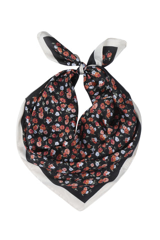 ASIAN FLORAL PATTERN SILKY SQUARE SCARF