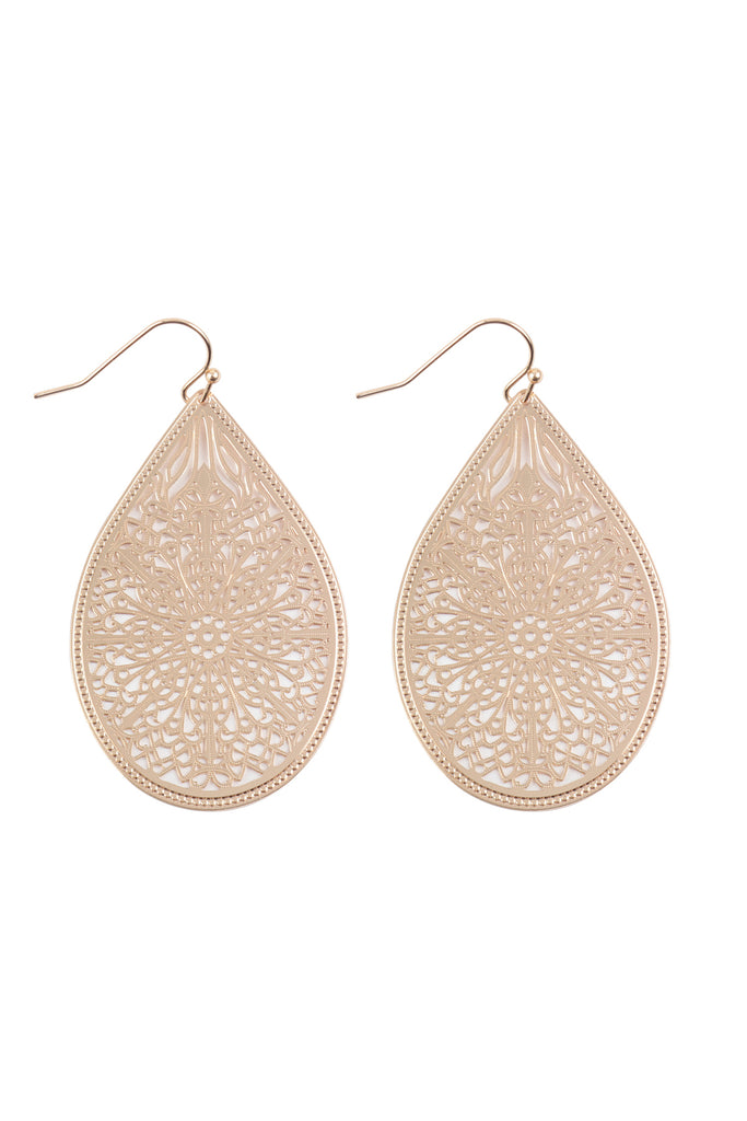E1094 - FILIGREE TEARDROP HOOK EARRINGS