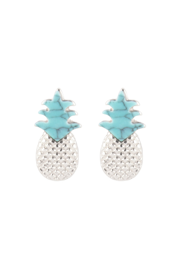 PINEAPPLE SEMI PRECIOUS STONE POST EARRINGS