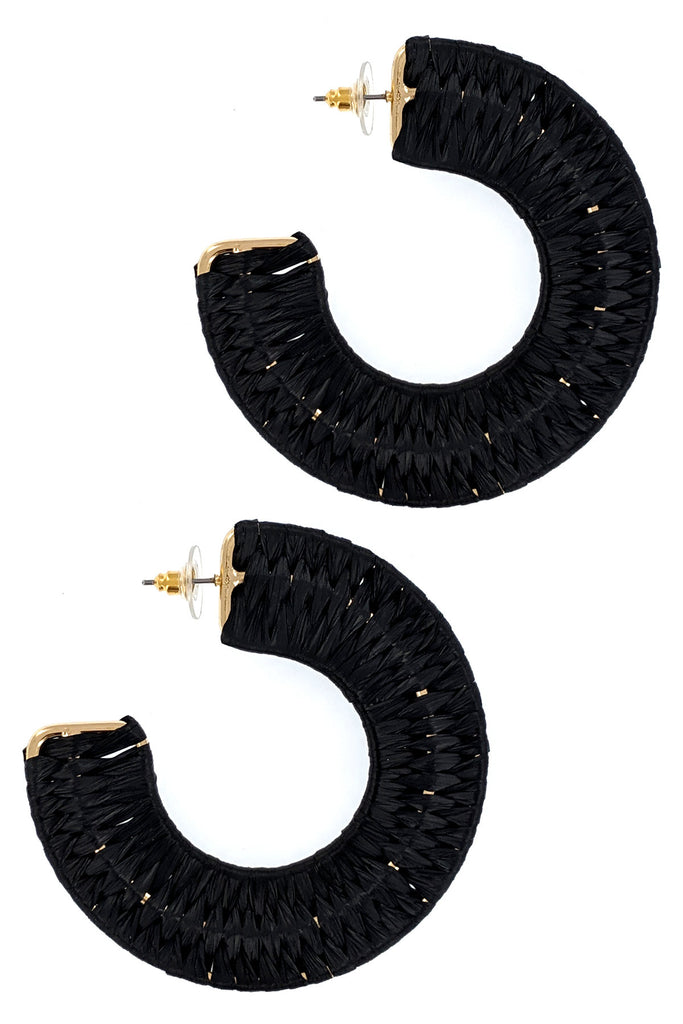 HOOP BRAIDED RAFFIA EARRINGS