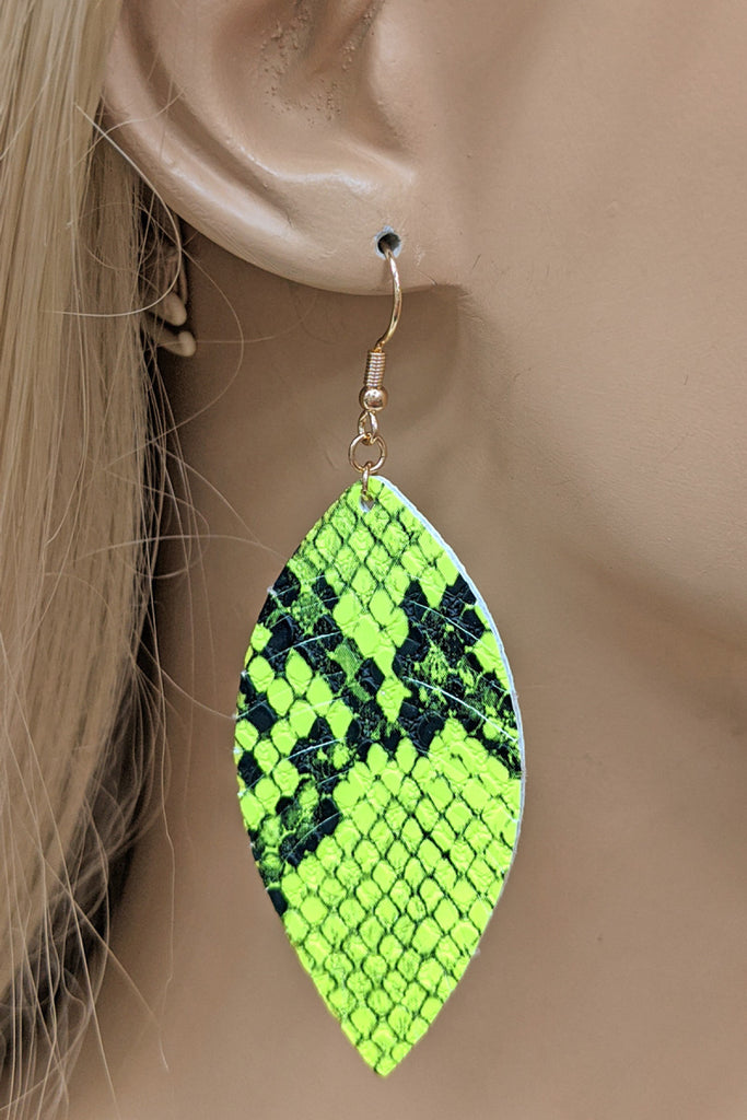 VEAGAN LEATHER FASHION LEAF TEAR DROP EARRINGS