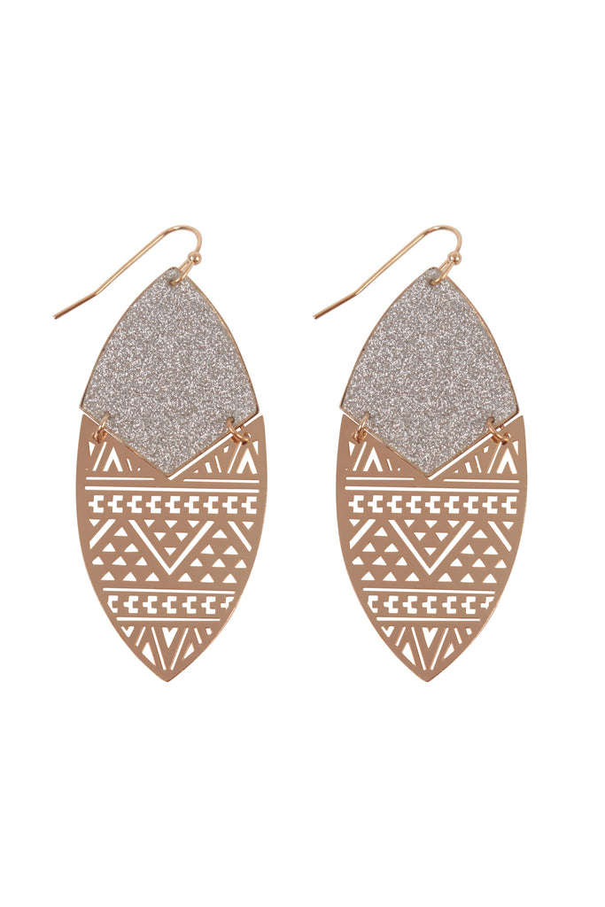 SAND STICKER MARQUISE TRIBAL FILIGREE EARRINGS