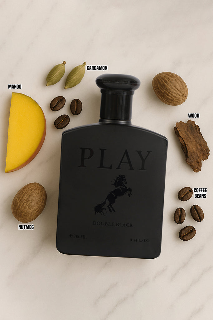 PLAY DOUBLE BLACK SPRAY COLOGNE EAU DE TOILETTE FOR MEN - 100ML/3.4 FL.OZ.