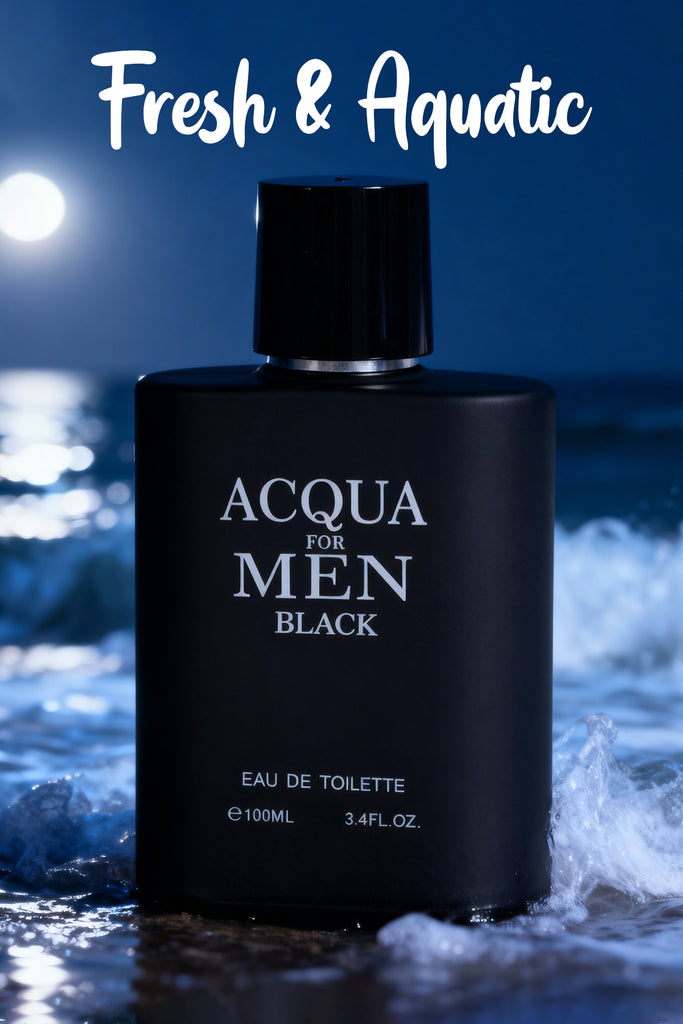 ACQUA FOR MEN BLACK SPRAY COLOGNE EAU DE TOILETTE FOR MEN - 100ML/3.4 FL.OZ.