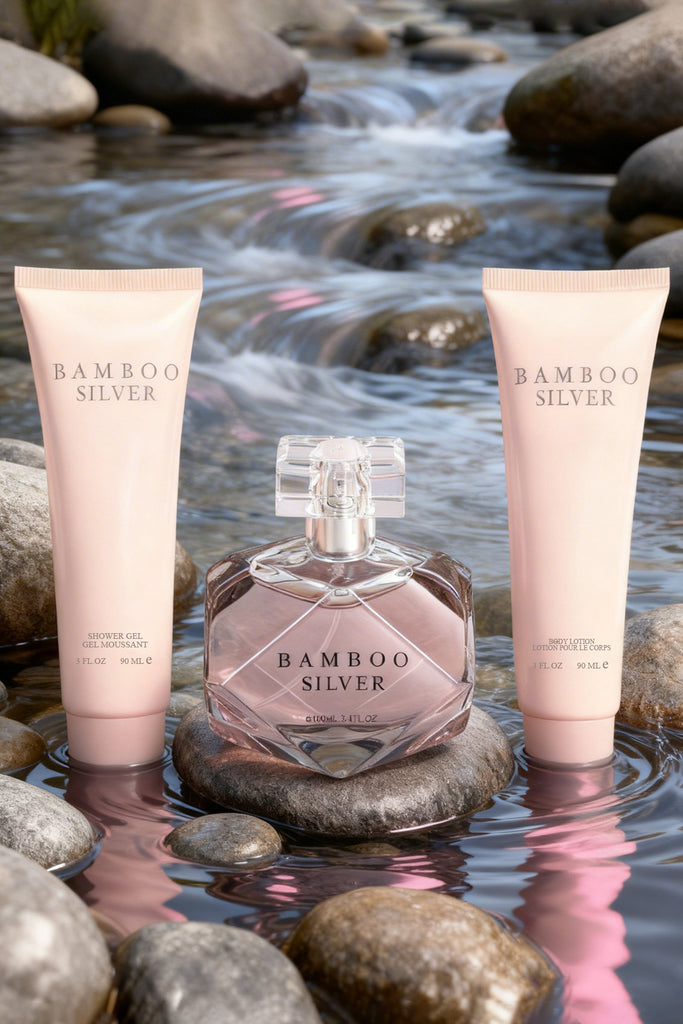 BAMBOO SILVER PERFUME GIFT SET FOR WOMEN 3 PIECE – 100ML EDP + 90ML SHOWER GEL + 90ML BODY LOTION - Riah Fashion