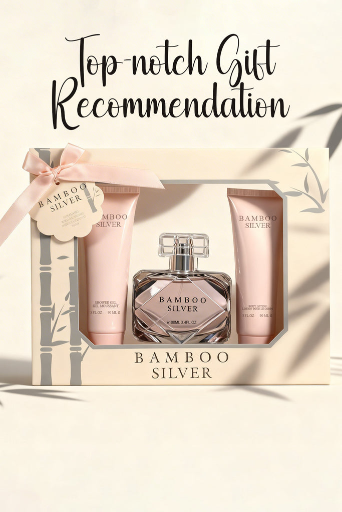 BAMBOO SILVER PERFUME GIFT SET FOR WOMEN 3 PIECE – 100ML EDP + 90ML SHOWER GEL + 90ML BODY LOTION - Riah Fashion