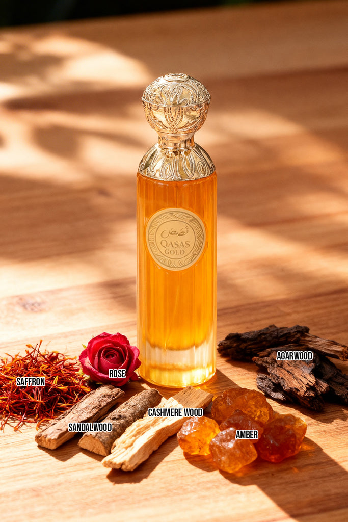 QASAS GOLD SPRAY PERFUME EAU DE PARFUM FOR MEN AND WOMEN - 100ML/3.4FL.OZ.