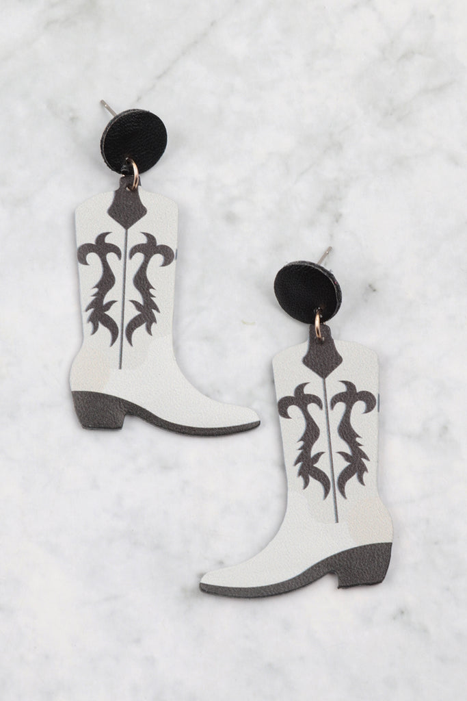 WESTERN BOOT PU LEATHER EARRINGS