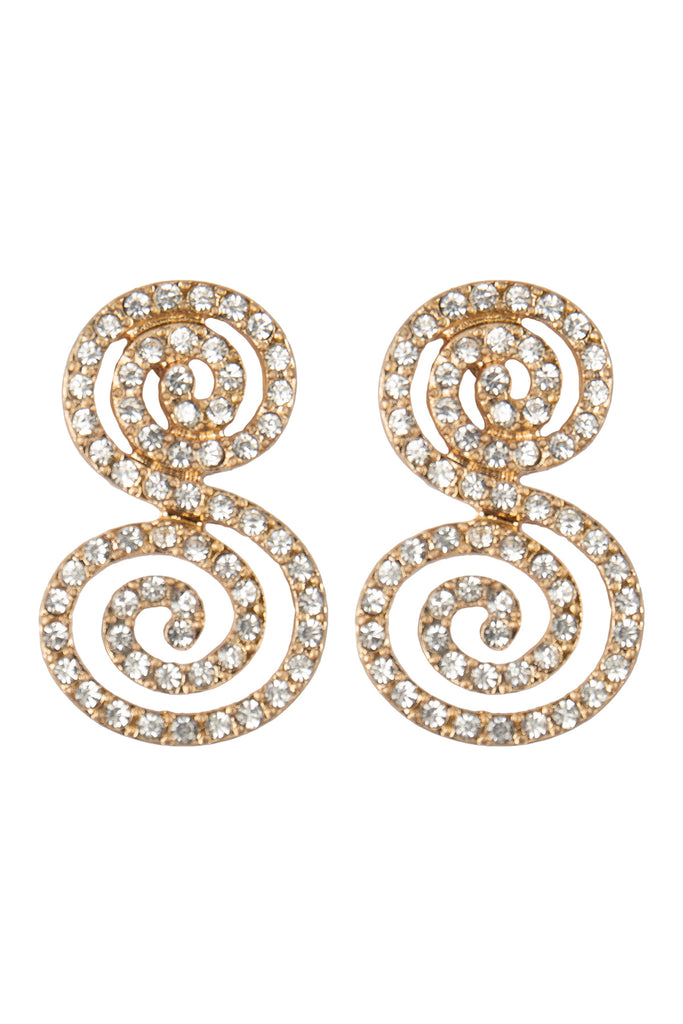 2 ROUND SWIRL RHINESTONE POST EARRINGS